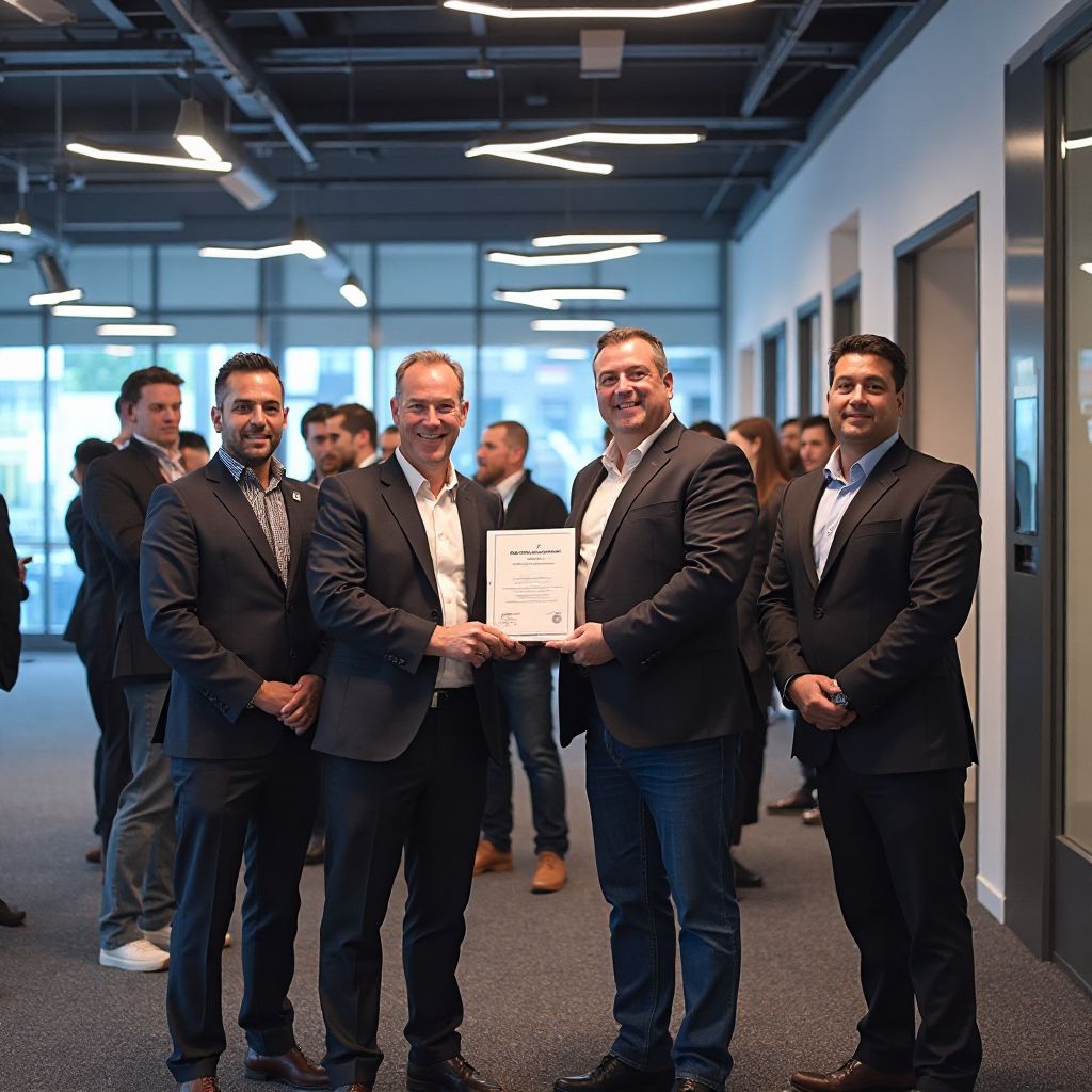 Celebrazione del team per un traguardo importante