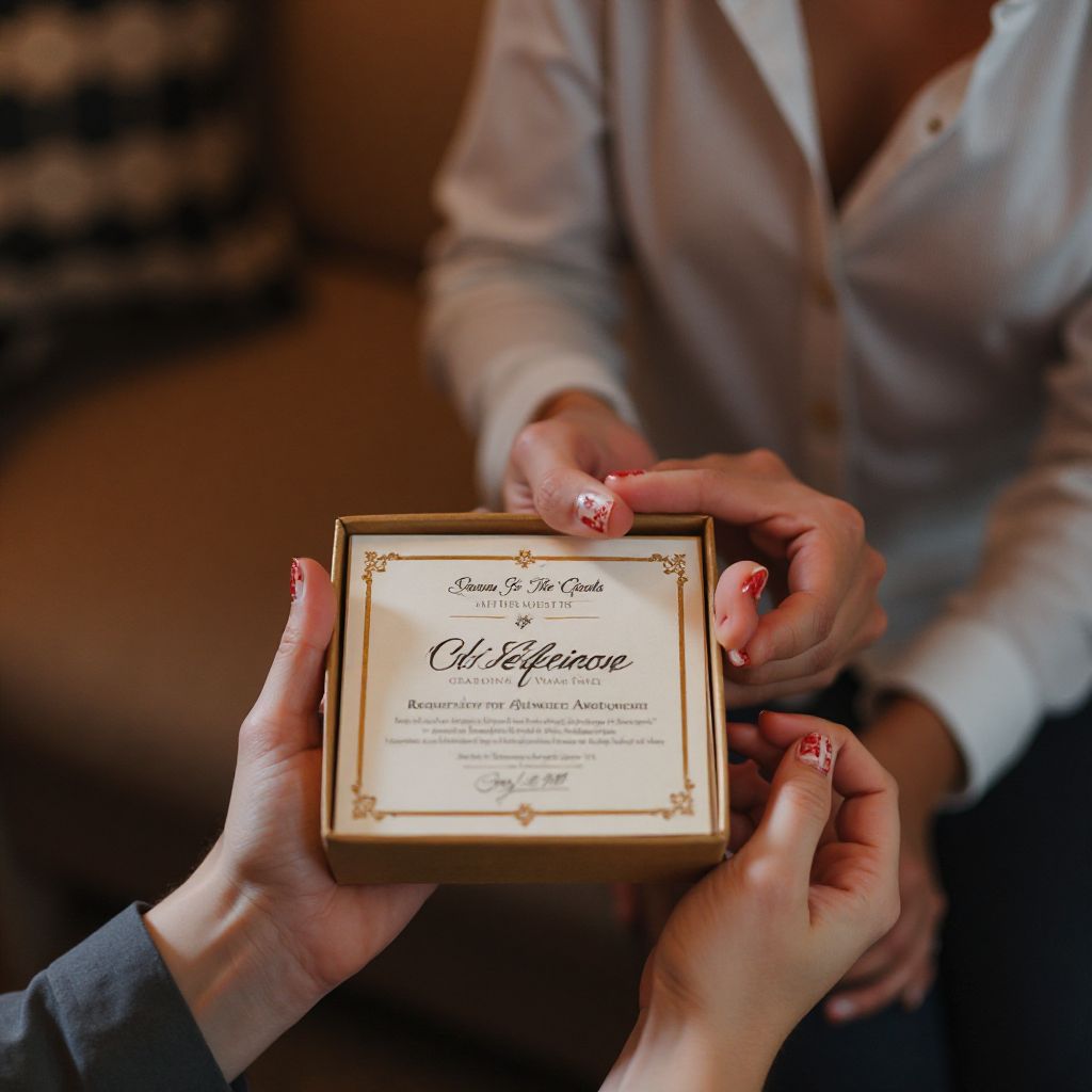 Momento di consegna del certificato regalo